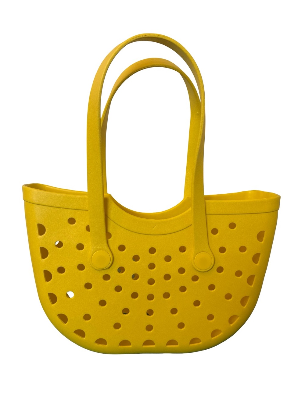 Yellow Rubber Jelly Tote Bag Perforated Beach Pool Shopper Carryall